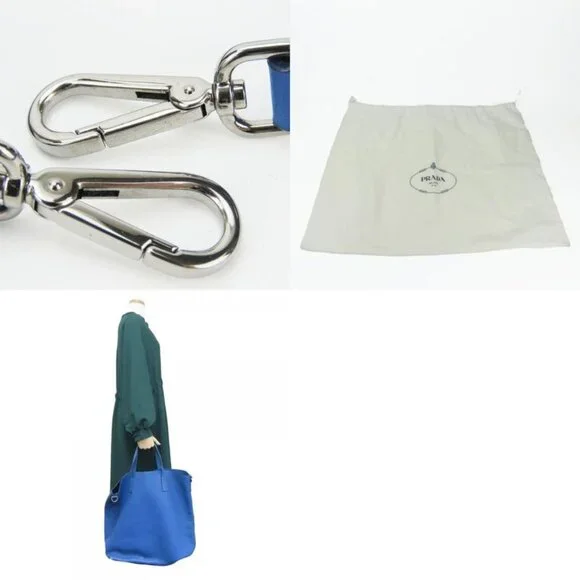 Prada Tote Leather Blue Silver Hardware 2-Way Shoulder Simple Large Capacity - Picture 9 of 9